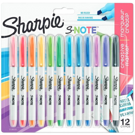 Комплект маркери Sharpie S-Note, 12 цвята