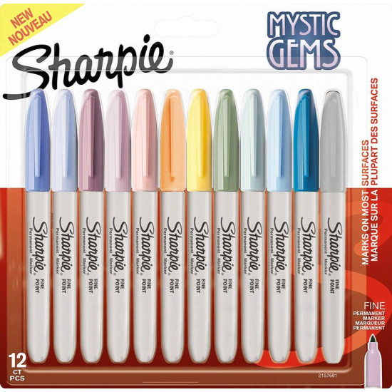 Комплект перманентни маркери Sharpie Mystic Gems, 12 цвята