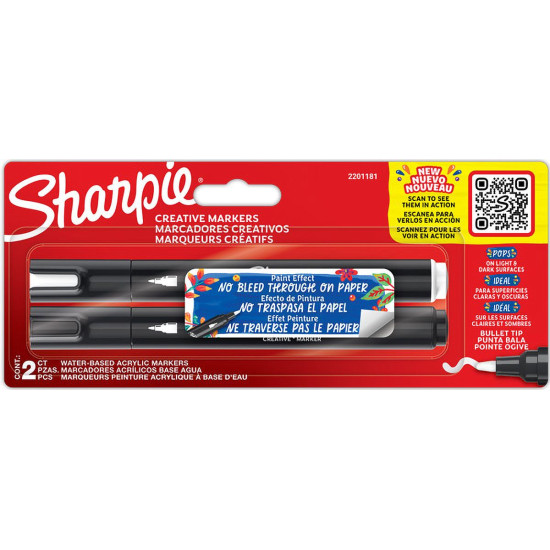 Комплект акрилни маркери Sharpie Creative Bullet Tip, 2 цвята