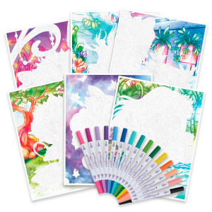 Книжка с 15 двустранни флумастера, оцветявай по номера, Мистерия