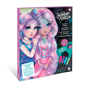 Творческа книга с черни страници и неонови гел химикалки, Звездни мандали