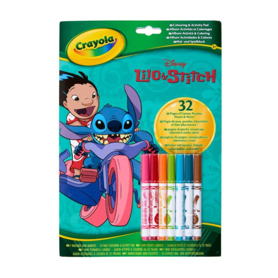 Книжка за оцветяване „Lilo & Stitch“, 32 страници + 7 флумастера