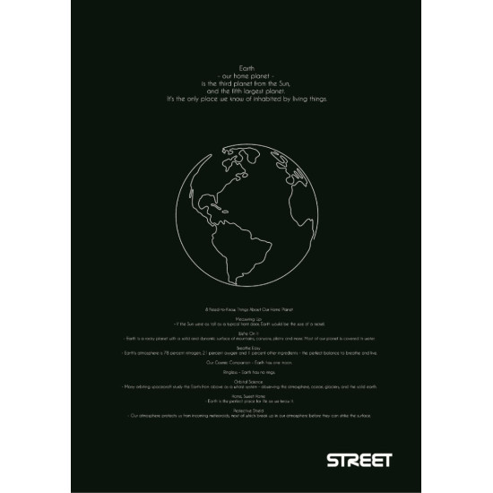 Тетрадка Street Black & White А5, 60 листа с широки редове, асортимент