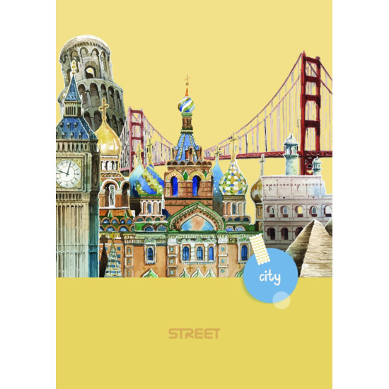 Тетрадка Street City Break А5, 60 листа с широки редове, асортимент