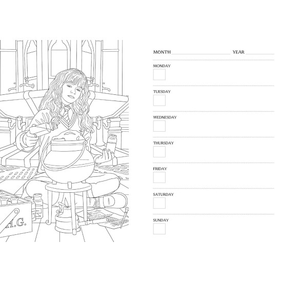 Harry Potter 12-Month Undated Coloring Planner | Тефтери, бележници и планери