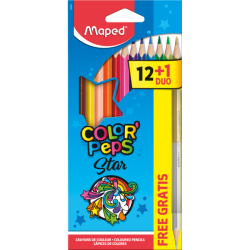 Цветни моливи Maped Color'Peps 12 цвята + златен/сребърен