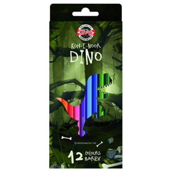 Комплект разноцветни моливи Dino, 12 цвята