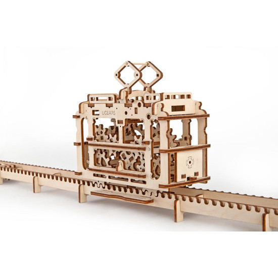 Дървен 3D пъзел Ugears от 154 части - Трамвай | UGEARS