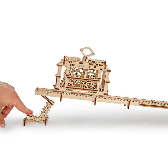 Дървен 3D пъзел Ugears от 154 части - Трамвай | UGEARS