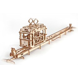 Дървен 3D пъзел Ugears от 154 части - Трамвай