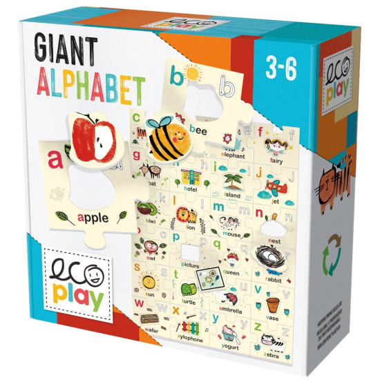Детска игра Headu Ecoplay - Гигантска азбука с букви и думи | Игри и играчки