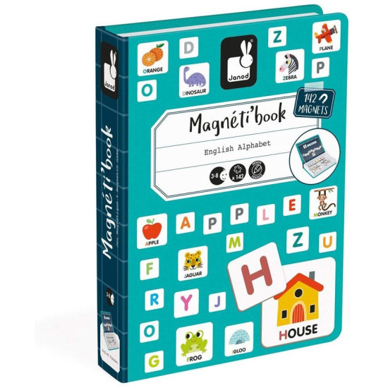 Детска магнитна книга Janod - Английската азбука | Игри и играчки