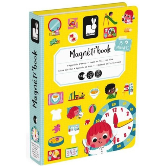 Детска магнитна книга Janod - Часовник | Игри и играчки