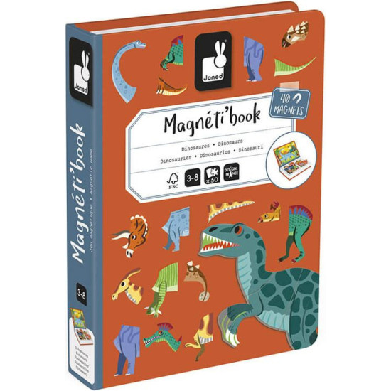 Детска магнитна книга Janod - Динозаври | Творчески комплекти