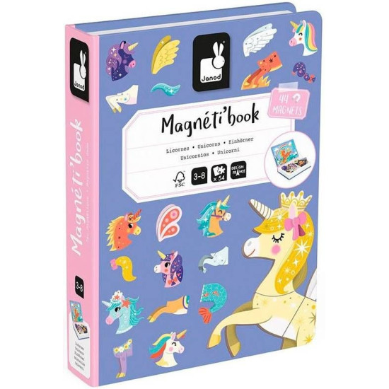 Детска магнитна книга Janod - Еднорози | Игри и играчки
