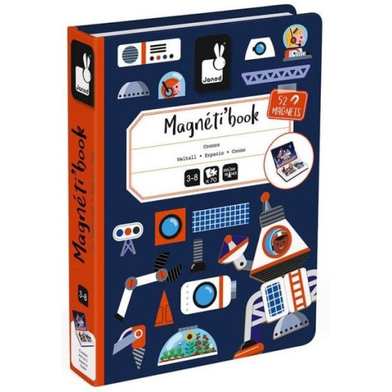 Детска магнитна книга Janod - Космос, 50 части | Игри и играчки