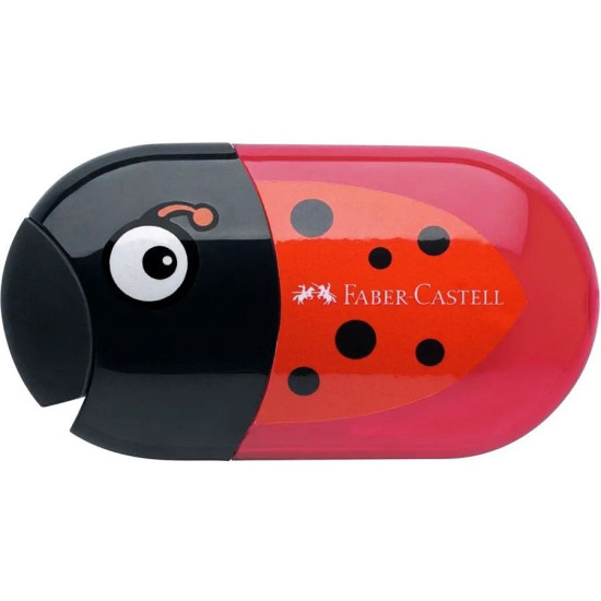 Двойна острилка Faber-Castell - Калинка, с резервоар и гума | Гуми, ножици, острилки