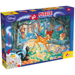 Двулицев пъзел Lisciani за оцветяване от 60 части - Бамби