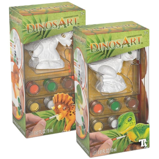 Фигурка за оцветяване DinosArt - Трицератопс, с боички | Творчески комплекти