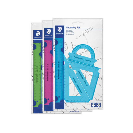 Геометричен комплект Staedtler 20см, 4 части, асортимент | Чертожни инструменти