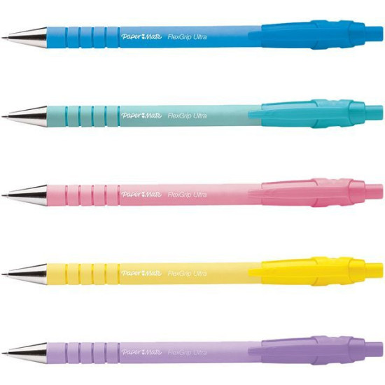 Химикалки Paper Mate Flexigrip Ultra - 1.0 mm, 5 пастелни цвята | Химикали и пишещи средства