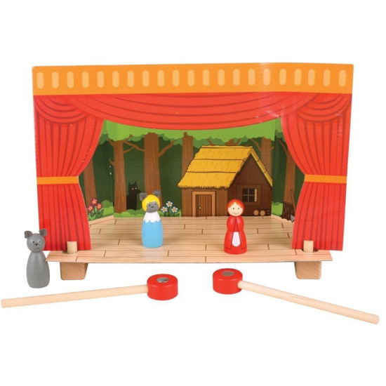 Игрален комплект Bigjigs - Магнитен театър с дървени фигурки | Игри и играчки