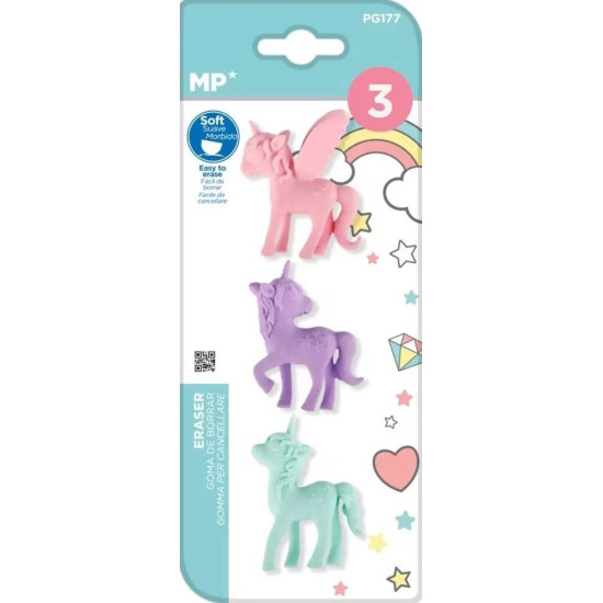 Комплект гумички MP - Unicorn, 3 броя | Гуми, ножици, острилки