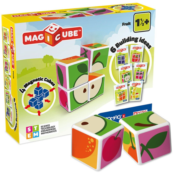 Комплект магнитни кубчета Geomag - Magicube, Плодове, 7 части | Игри и играчки