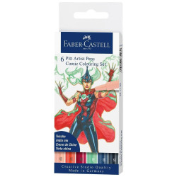 Комплект маркери Faber-Castell Pitt Artist - Comic, 6 броя