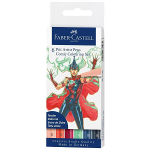 Комплект маркери Faber-Castell Pitt Artist - Comic, 6 броя