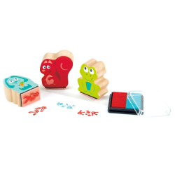 Комплект печати с двуцветен тампон Hape - Стъпки, 3 броя