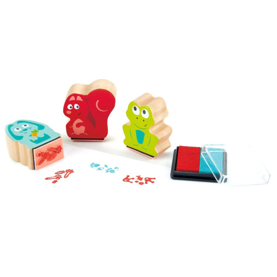Комплект печати с двуцветен тампон Hape - Стъпки, 3 броя | Игри и играчки