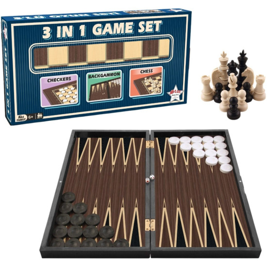 Комплект шах, табла и дама Star - 3 in 1 Game Set, 48 x 48 cm |