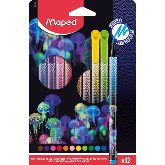 Комплект тънкописци Maped Deepsea Paradise - 0.8 mm, 12 цвята | Ученически пособия