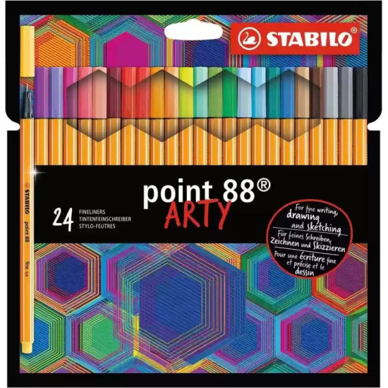 Комплект тънкописци Stabilo Arty - Point 88, 24 цвята | Маркери и тънкописци