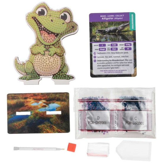 Комплект за диамантена бродерия, Craft Buddy, Crystal Art Buddies, Крокодил, 7 части | Творчески комплекти