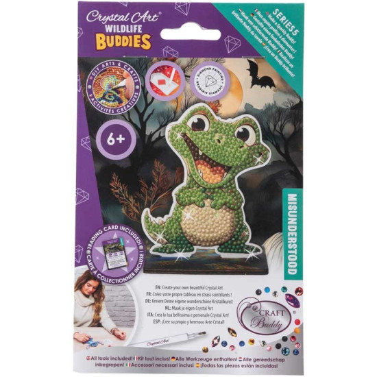 Комплект за диамантена бродерия, Craft Buddy, Crystal Art Buddies, Крокодил, 7 части | Творчески комплекти