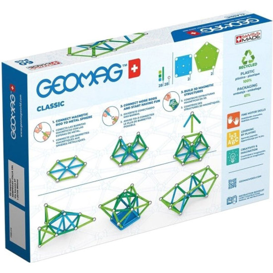 Магнитен конструктор Geomag - Classic Recycled, 60 части | Игри и играчки