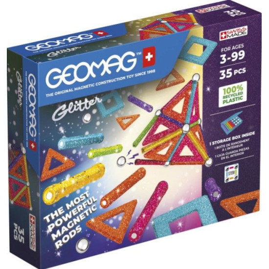 Mагнитен конструктор Geomag - Glitter, 35 части | Игри и играчки