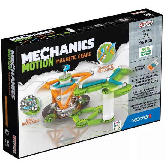 Магнитен конструктор Geomag - Mechanics Motion 2Magnetic Gears, 96 части | Игри и играчки