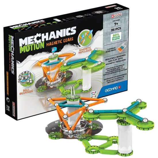 Mагнитен конструктор Geomag - Mechanics Motion, 96 части | Игри и играчки