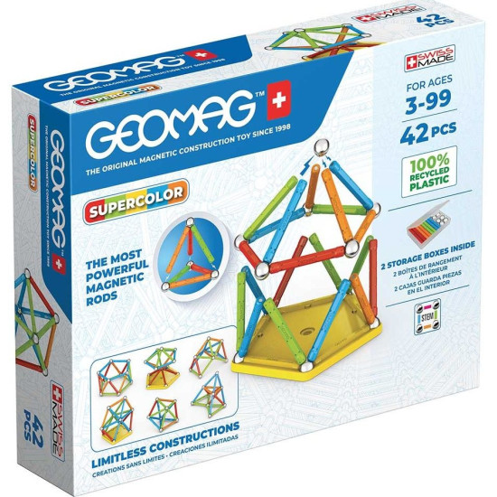 Mагнитен конструктор Geomag - Supercolor, 42 части | Игри и играчки