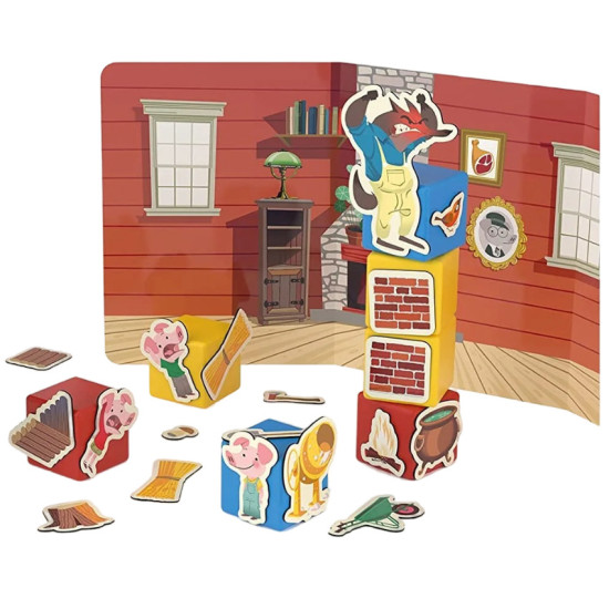 Магнитни кубчета Geomag - Magicube Story Building Трите прасенца, 42 части | Игри и играчки