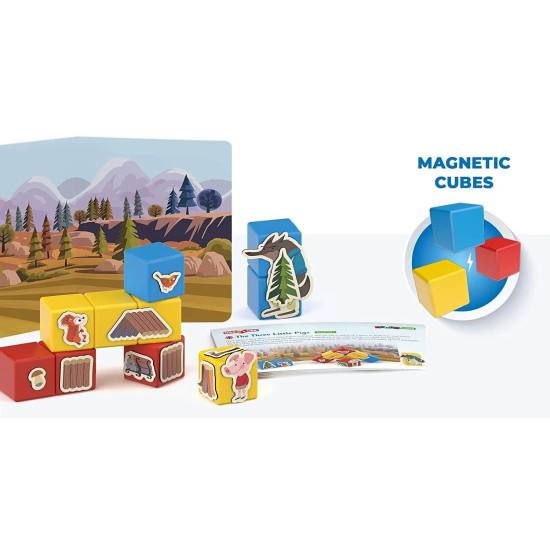 Магнитни кубчета Geomag - Magicube Story Building Трите прасенца, 42 части | Игри и играчки