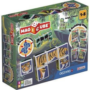 Магнитни кубчета Geomag - Животни от джунглата, 6 части