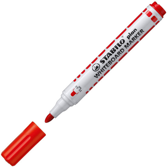 Маркер за бяла дъска Stabilo Plan – Объл връх, червен | Ученически пособия