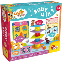 Образователен комплект 4 в 1 Lisciani Giochi - Пъзел, кула, мемо и логическа игра