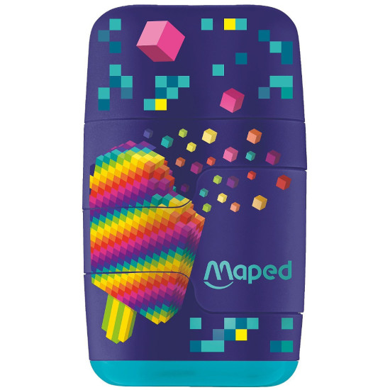 Острилкогума Maped Connect - Pixel Party, двойна | Гуми, ножици, острилки