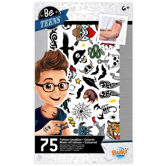 Отмиващи се татуировки за момче Buki Be Teens, 75 броя | Игри и играчки