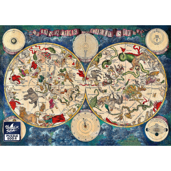 Пъзел Black Sea от 500 части - Небесна карта, 1670 г., Фредерик де Вит | Black Sea Puzzles